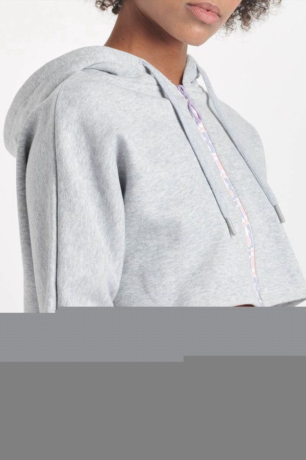 Fila Alexa Zip Crop Women's Hoodies - Light Grey/White/Pink,NZ 781-10265